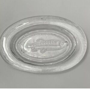 Muurla Finland Vintage Thick Glass Fish Design Herring Oval Plate Tray